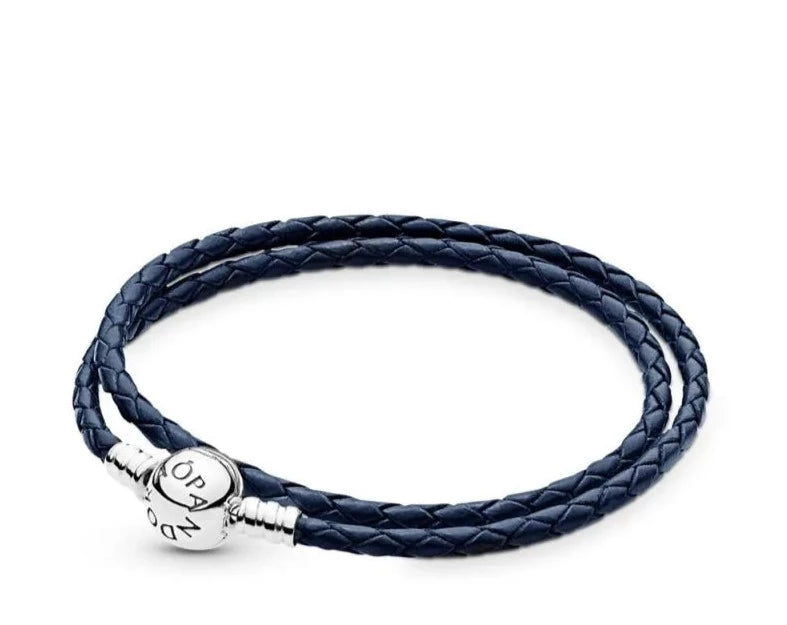 Pulsera de cuero trenzado doble Moments