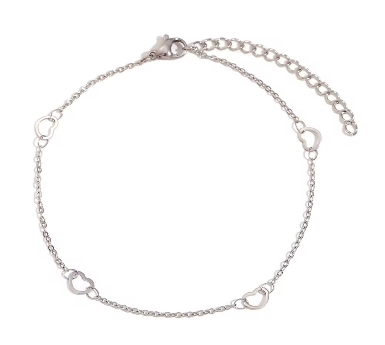 Tobillera FOUR HEARTS SILVER