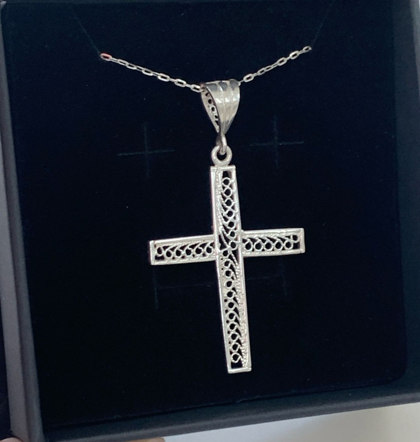 DIJE CRUZ ORNAMENTADA, PLATA 925