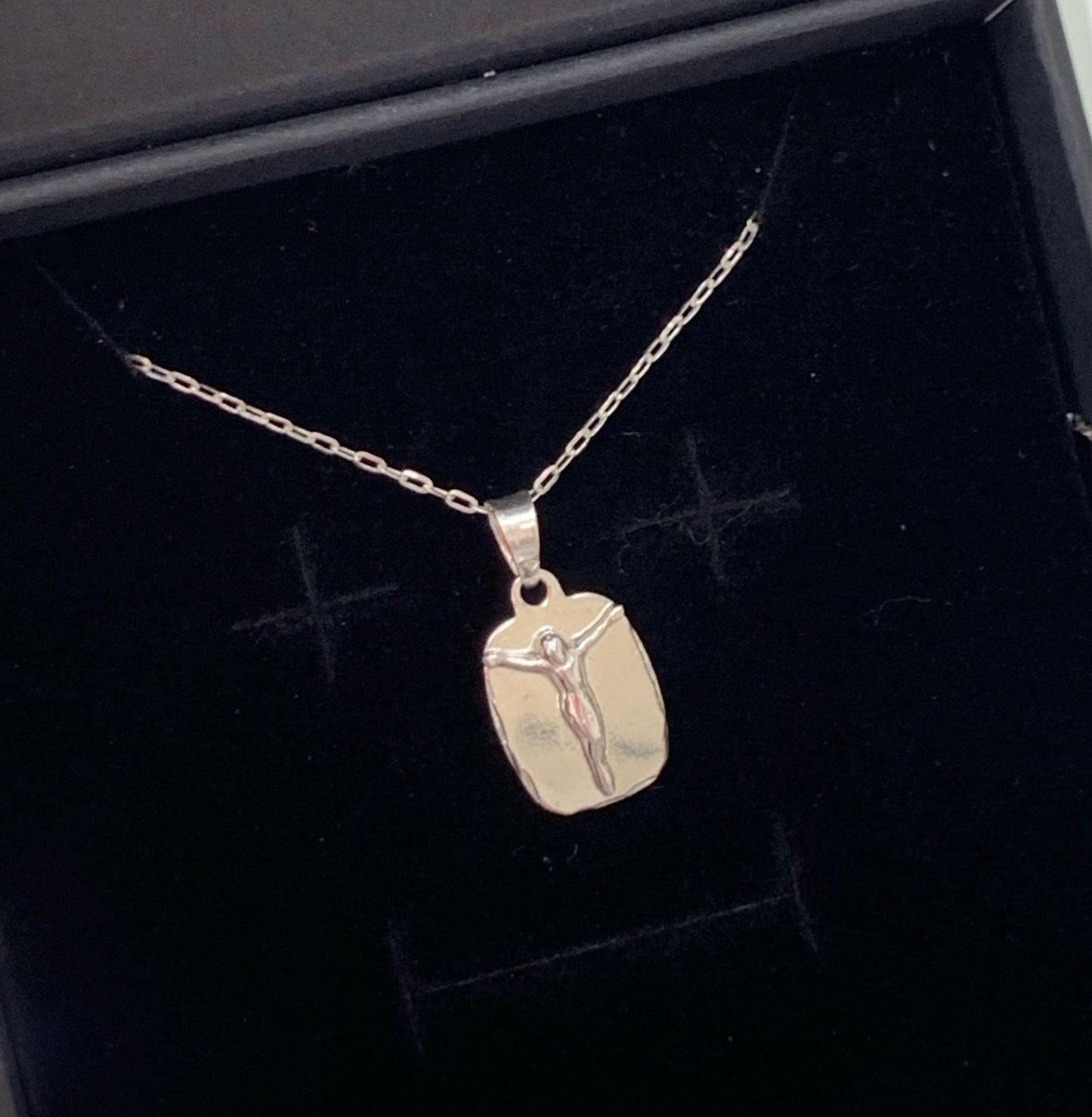 DIJE CRISTO, CUADRADO, PLATA 925