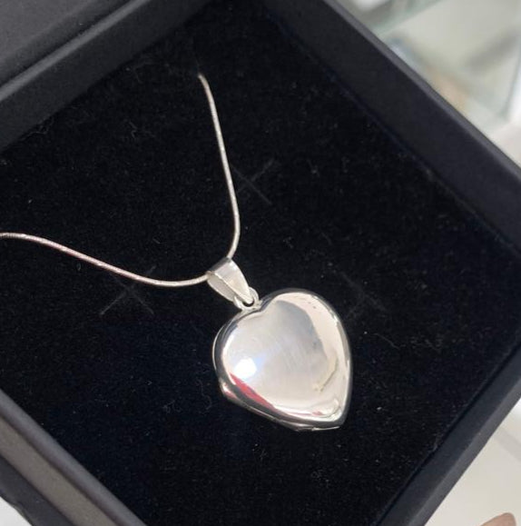 RELICARIO CORAZON GRANDE, PLATA 925