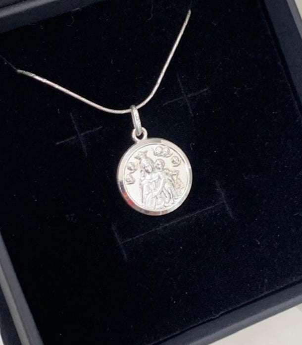 DIJE MEDALLITA VIRGEN Y NIÑO, PLATA 925