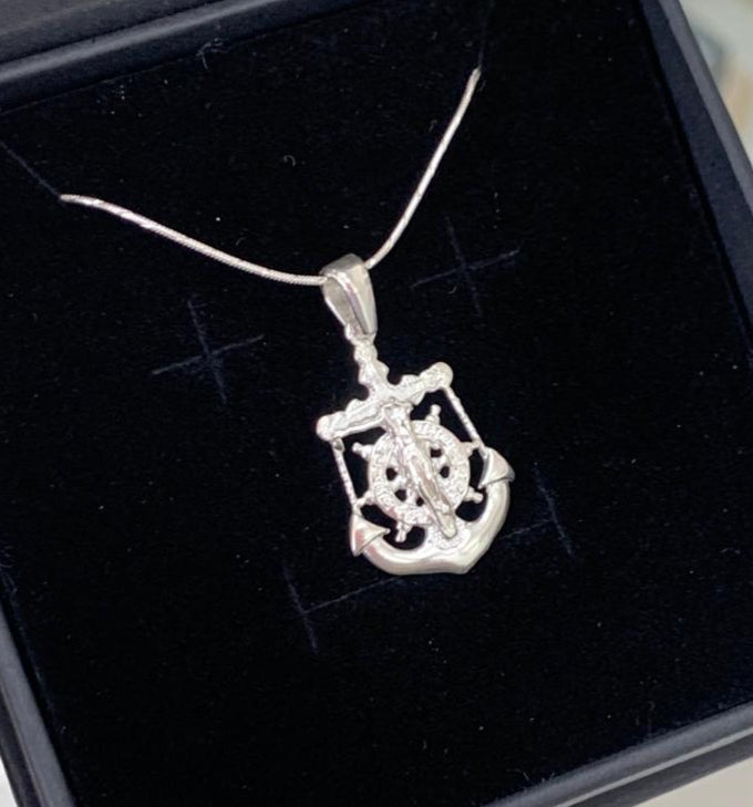 DIJE ANCLA Y TIMON, PEQUEÑO, PLATA 925