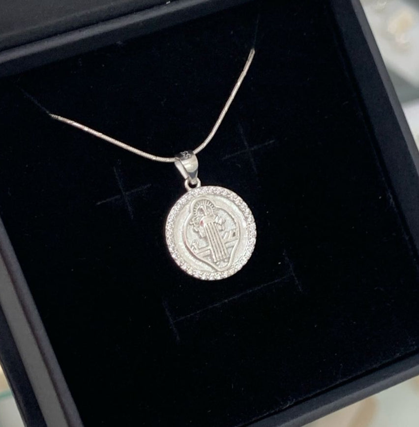 DIJE MEDALLA RELIGIOSA, PLATA 925