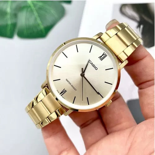 RELOJ CASIO ANÁLOGO CIRCULAR DORADO ACERO INOXIDABLE