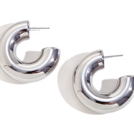 Chuncky Earrings Silver - L