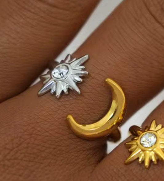 Moon and Star Ring